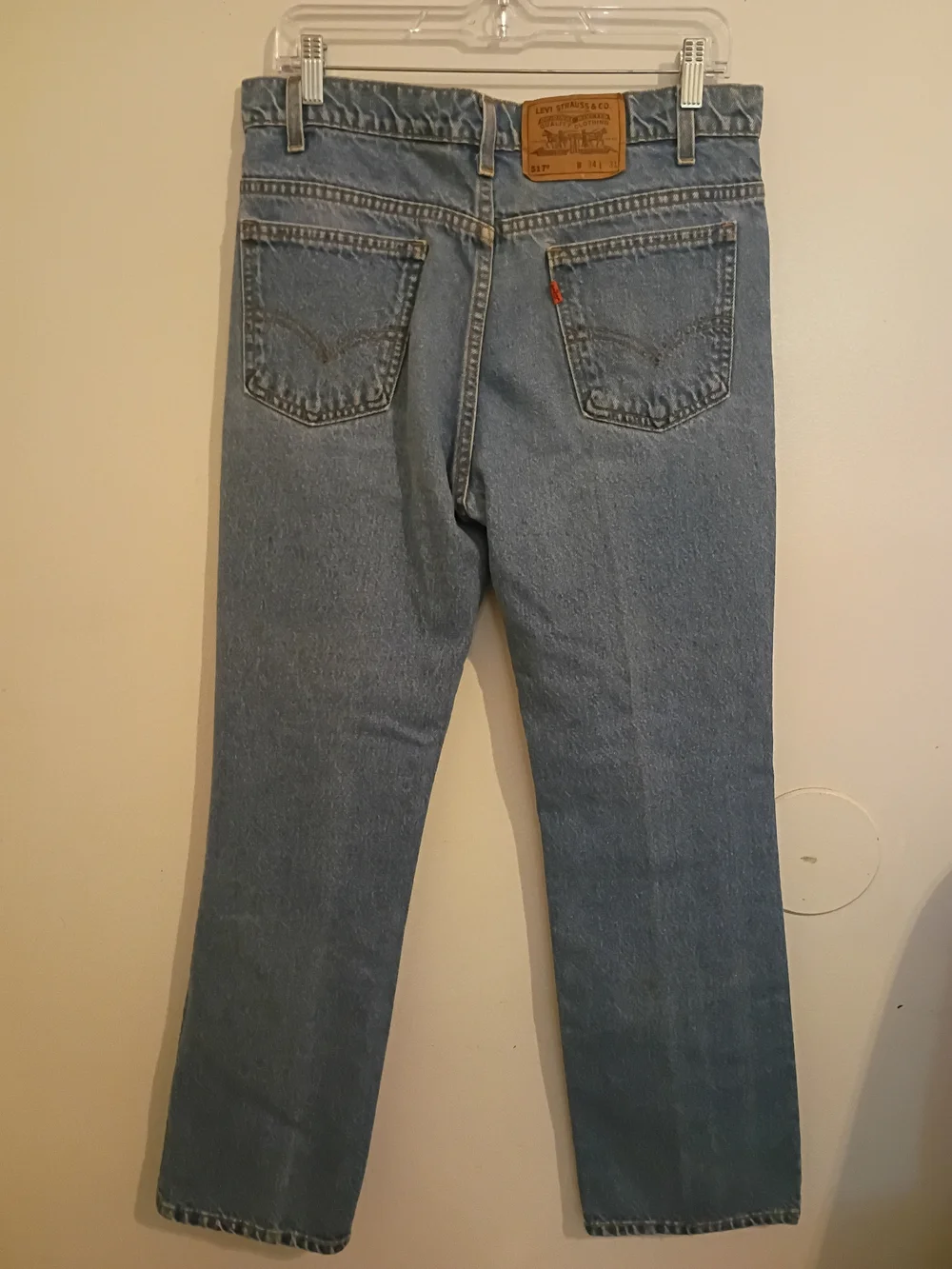 VTG Levi's 517 light blue straight-leg men's jeans Orange Tab Error Sz 34/31